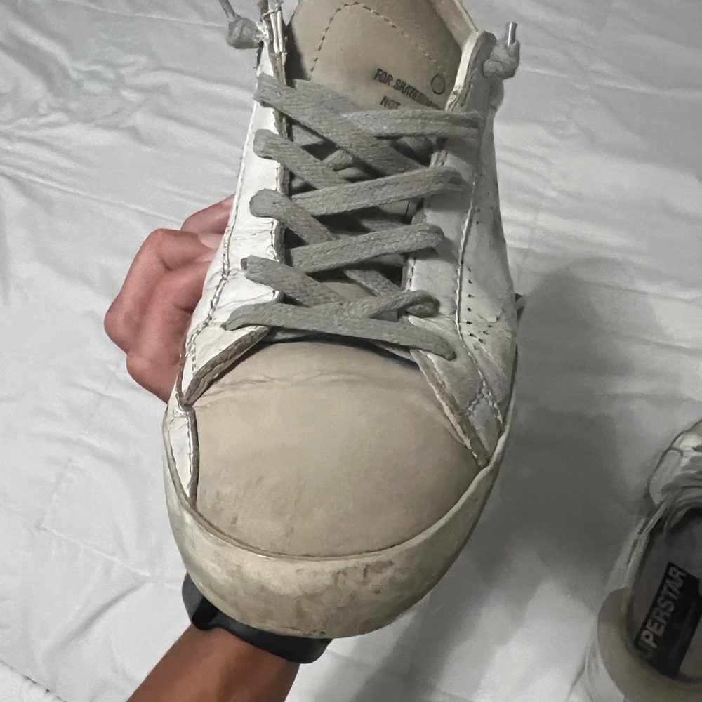 Leather Low-Top Sneakers in White and Gray - Women's - Picture 11 of 11